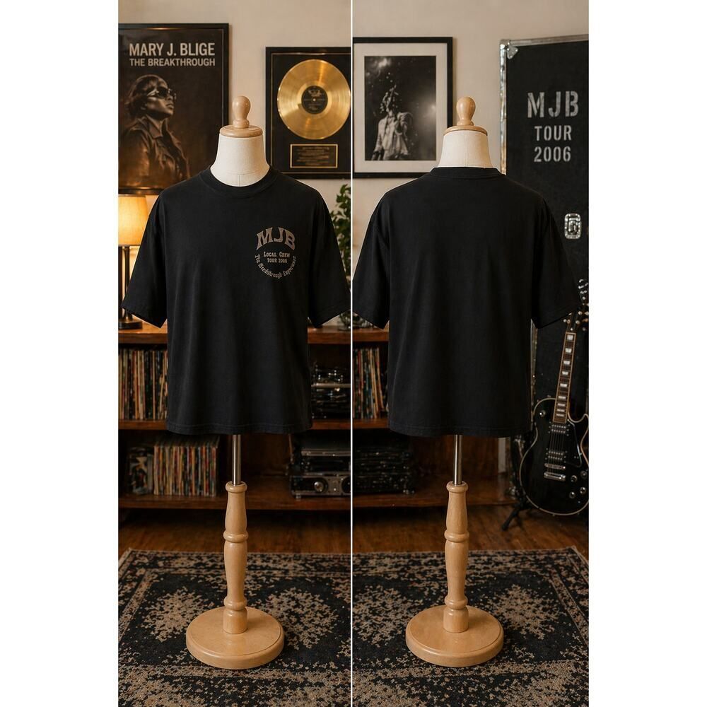 Vintage 2006 MJB Mary J Blige Tour Local Crew Tee XL Black